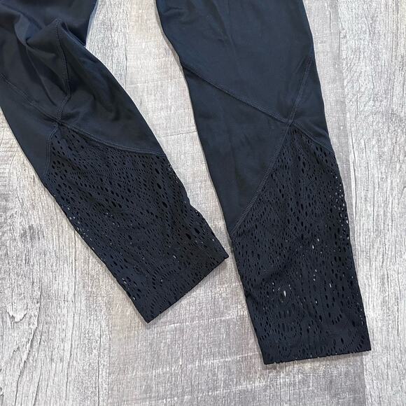 Victorias Secret PINK SPORT Black Yoga Legging Womens M Lace Ankle Mid Rise - Picture 3 of 9